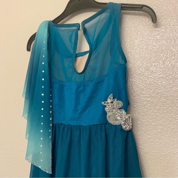 WEISSMAN solo Dance costume lyrical teal rhinestone Love In The Dark 14888 MC - Picture 6 of 14